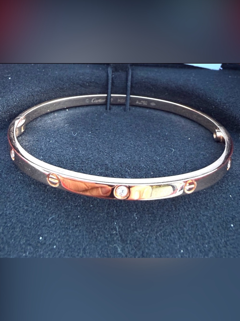 Cartier 18K Pink Gold 6 Diamond Small LOVE Bracelet 17